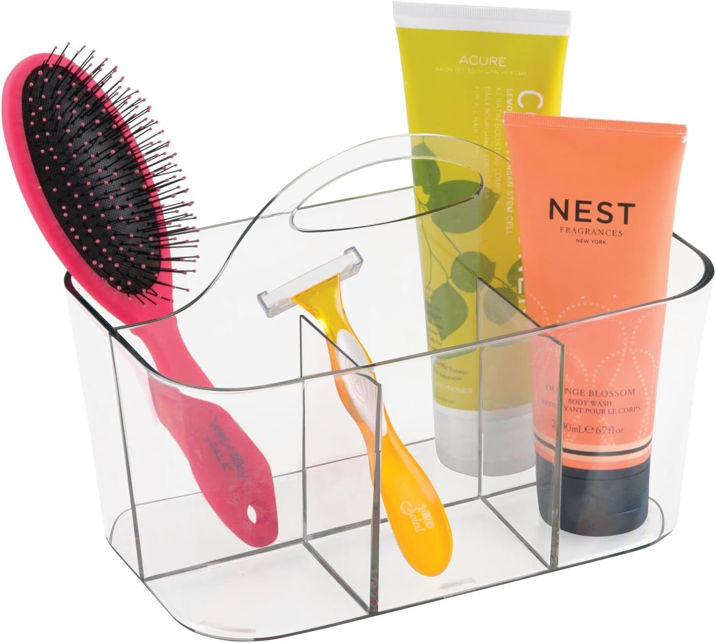 mDesign Small Plastic Shower/Bath Storage Organizer Caddy Tote with Handle for Dorm, Shelf, Cabin... | Amazon (US)