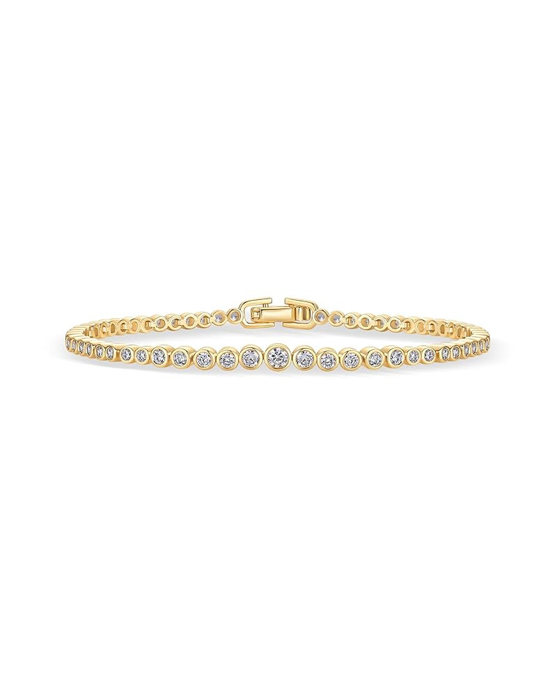 PAVOI 14K-18K Gold Plated Simulated Diamonds Bezel Set Tennis Bracelets for Women - Cubic Zirconi... | Amazon (US)