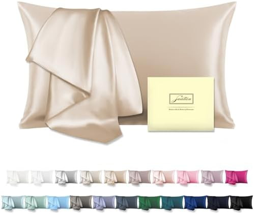 Natural Mulberry Silk Pillowcase for Hair and Skin Standard Size 20"X 26" with Hidden Zipper Soft... | Amazon (US)