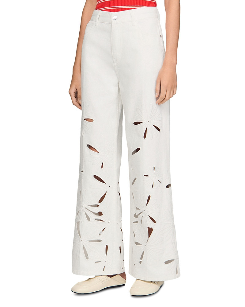 Sandro Flo High Rise Wide Leg Embroidered Pants | Bloomingdale's (US)