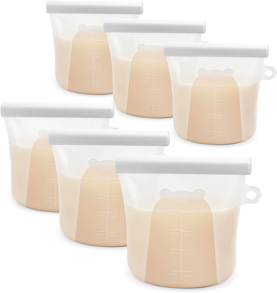 ZOMCHI 6 Pcs Reusable Silicone Breastmilk Storage Bags, 8oz/240ml, BPA Free, Safety Storage Bags ... | Amazon (US)