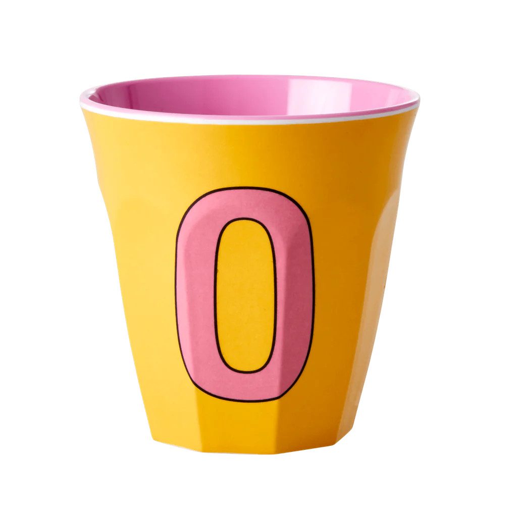 Melamine Cup - Medium with Alphabet in Pinkish Colors | Letter O | Rice By Rice