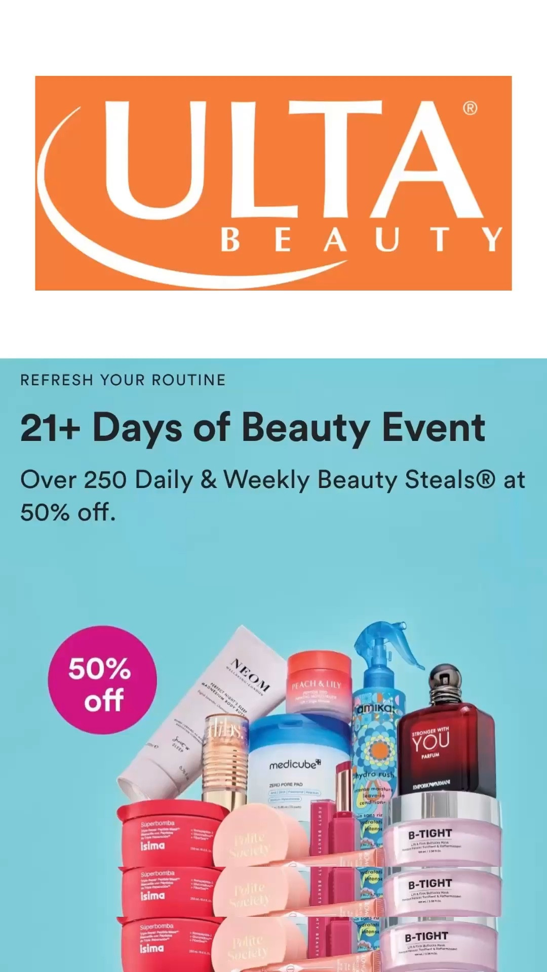 🚨 Beauty lovers… it’s that time again!
The 21 Days of Beauty Event at Ulta is here and the deals are GOOD.

Think 50% off cult favorites in skincare, makeup, and haircare — but the catch? Some deals are today only so you have to move fast.

I’ll be sharing the steals worth grabbing before they sell out. 👀💄

#UltaBeauty
#21DaysOfBeauty
#BeautySteals
#UltaSale
#BeautyDeals


#LTKBeauty #LTKselfcare #LTKSaleAlert