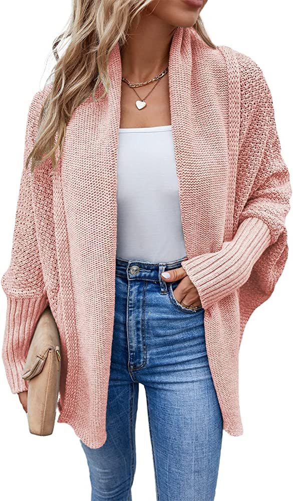 ROYUNA Fall Cardigan for Women Lightweight Sweaters Open Front Cable Knit Long Sleeve Oversized S... | Amazon (US)