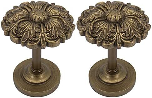 MERIVILLE Set of 2 Fleur Window Drapery Medallion Holdbacks, Curtain Tiebacks, Wall Hook, Tassel ... | Amazon (US)