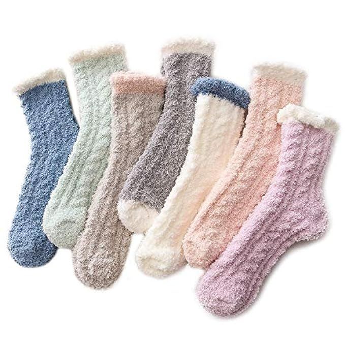 Winter Womens Warm House Slipper Socks Super Soft Microfiber Fuzzy Home Socks | Amazon (US)