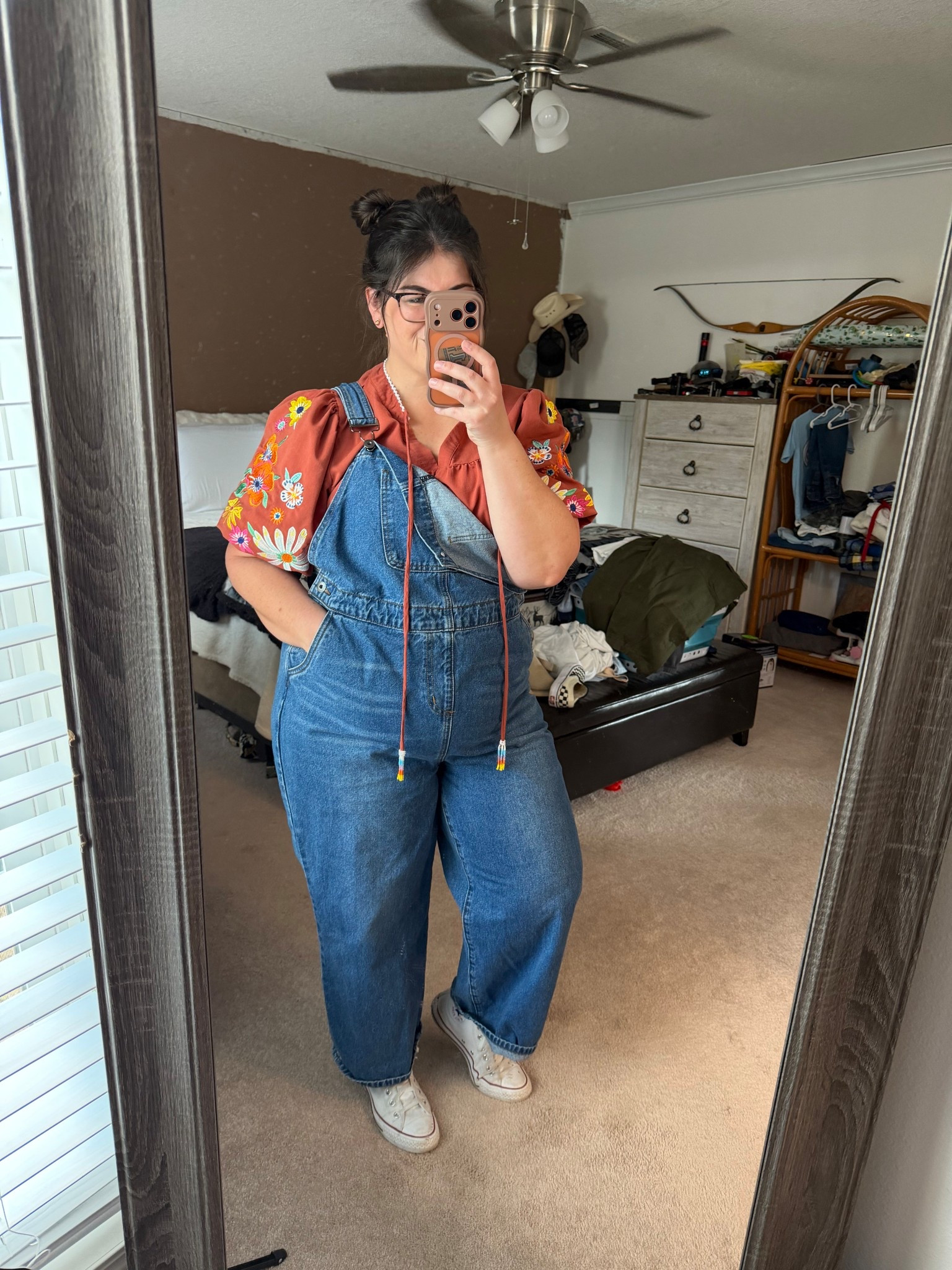 This puff sleeve blouse is with these overalls are a dream together. This shirt is the most comfortable puff sleeve shirt I own. The sleeves are a spandex type feel that hug your arms and as someone who has larger arms it’s nice! I’ve linked everything here and given similar options ❤️

#LTKootd #LTKMidsize