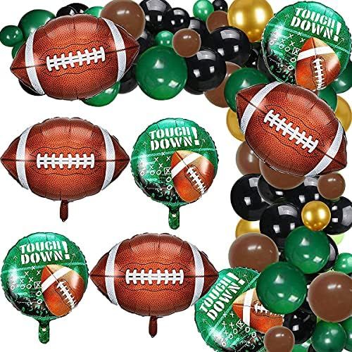 Football Party Balloon Garland Kit, 104 Pcs Black Gold Green Brown Balloons Arch Football Shaped Foi | Amazon (US)