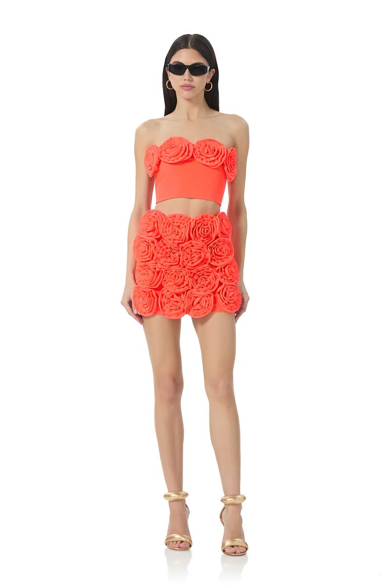 Rita Rosette Skirt - Fiery Coral | ShopAFRM
