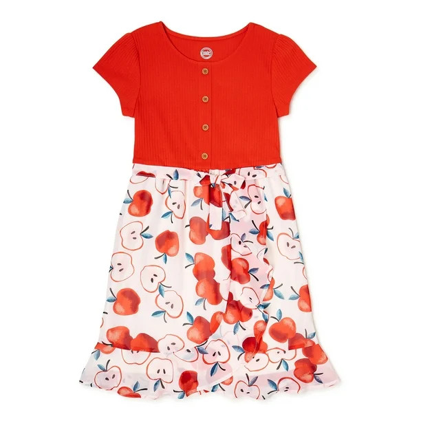 Wonder Nation Girls Fold Over Dress, Sizes 4-18 & Plus | Walmart (US)