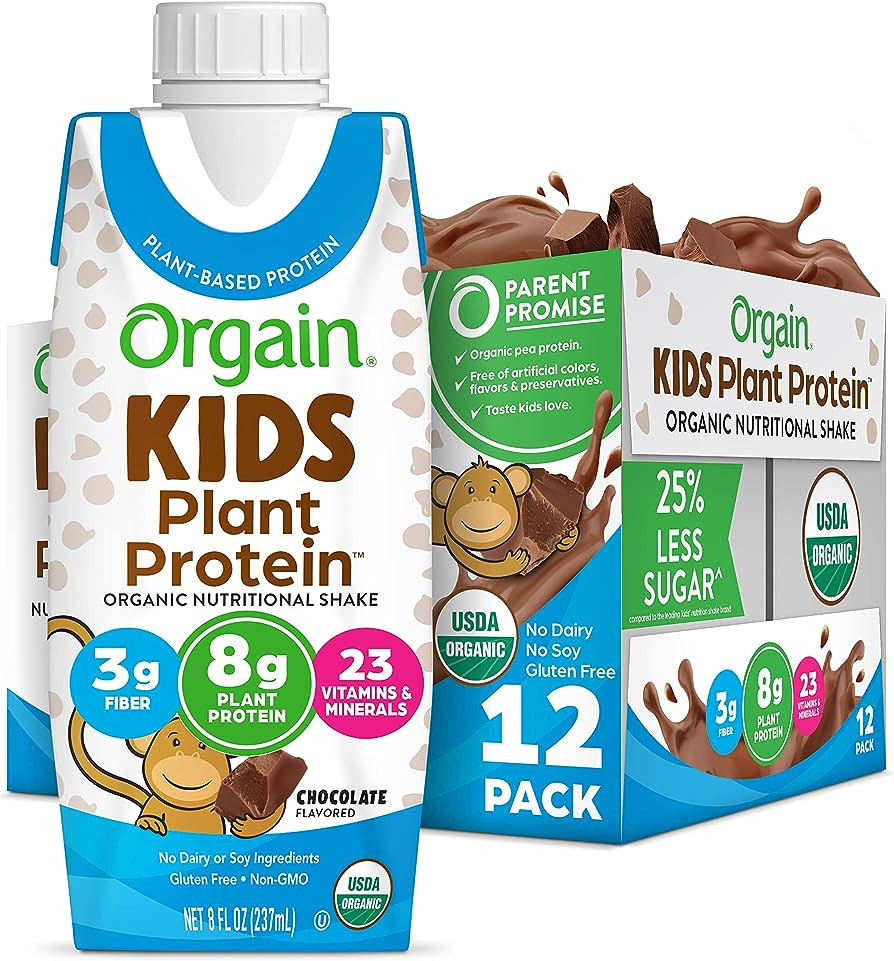 Orgain Organic Kids Nutritional Vegan Protein Shake, Chocolate - 8g Plant Based Protein, Kids Sna... | Amazon (US)