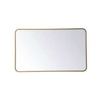 Timeless Home 40 in. H x 24 in. W Brass Modern Soft Corner Rectangular Wall Mirror WM1602440BR - ... | The Home Depot