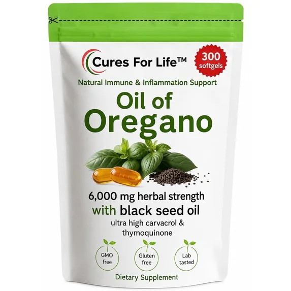 Oil of Oregano Softgels – 6000mg High Potency with 165mg Carvacrol & 200mg Black Seed Oil – 2... | Walmart (US)