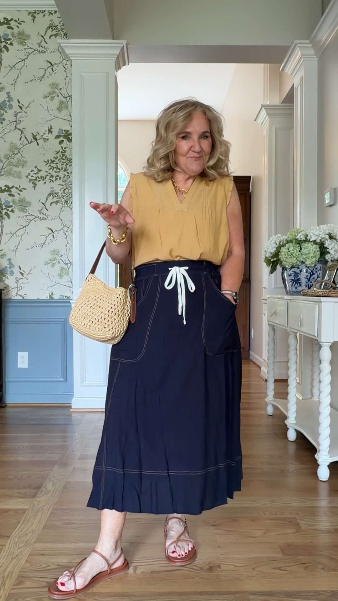 Wearing size medium in both. Tap on the white top is has several color options 

Skirt Aline midi skirt lined and lightweight

#LTKOver40 #LTKPetite #LTKTravel