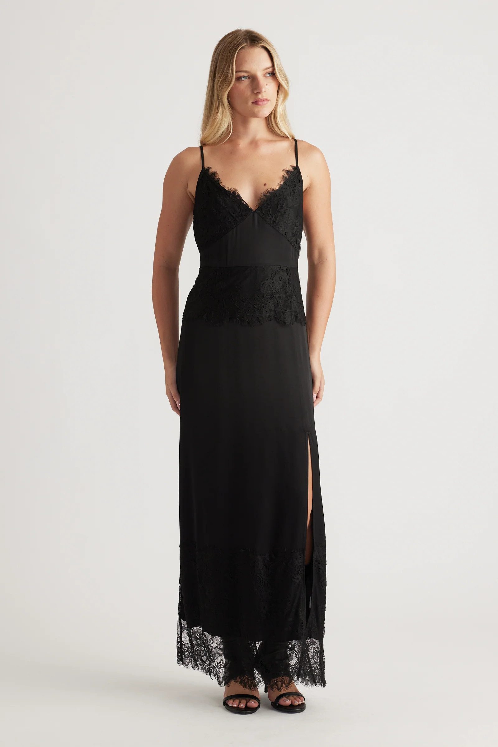 Lisa Lace Maxi Dress - Black | DECJUBA