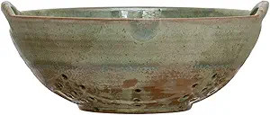 Creative Co-Op Stoneware Berry Bowl with Handles, Aqua Reactive Glaze Serveware, 8"L x 8"W x 3"H,... | Amazon (US)