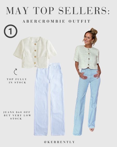 Number 1 top sellers from May: Blue stripe denim is on sale and super low stock at Abercrombie! 

Sizing: medium in jacket & 25 LONG in jeans 

#LTKStyleTip #LTKFindsUnder100 #LTKSaleAlert