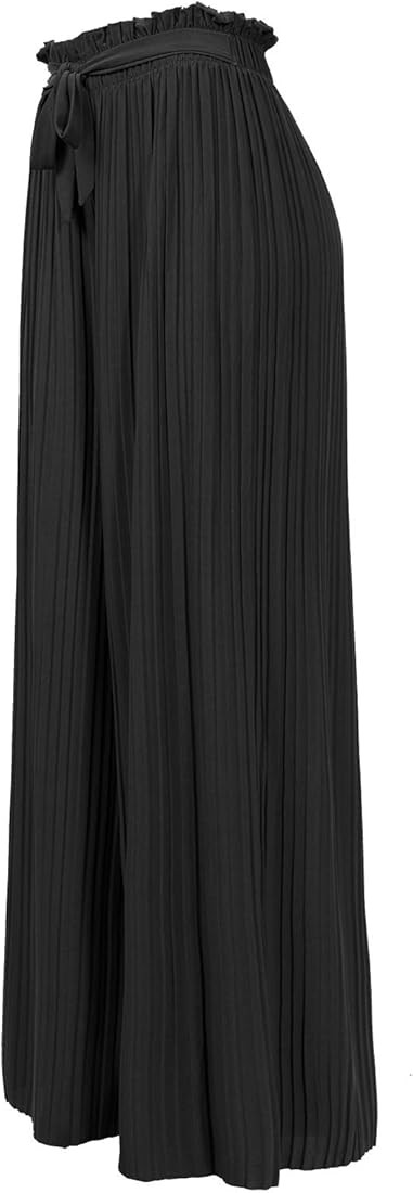 Design by Olivia Women's Ribbon Tie Chiffon Loose Pleated Wide Leg Palazzo Pants | Amazon (US)