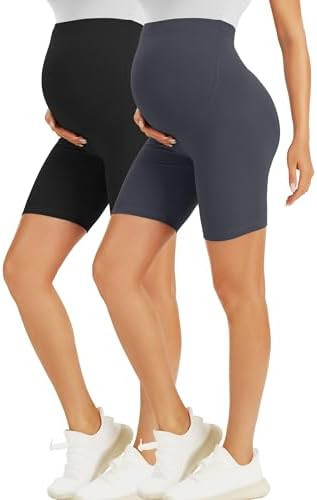 BONVIGOR Maternity Shorts Over The Belly - 5" Biker Workout Yoga Active Athletic Pregnancy Short ... | Amazon (US)