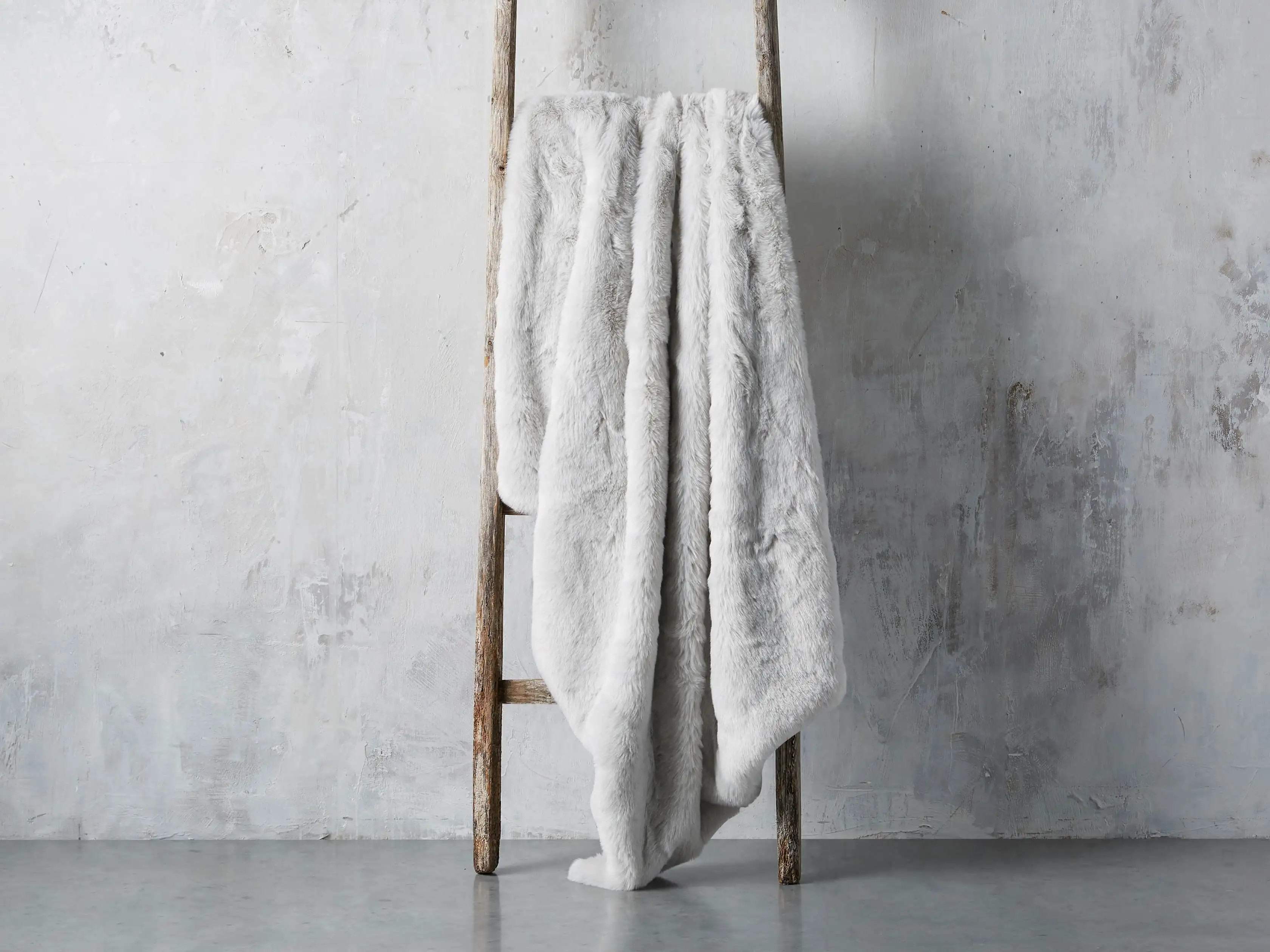 Faux Fur Throw in Light Grey | Arhaus