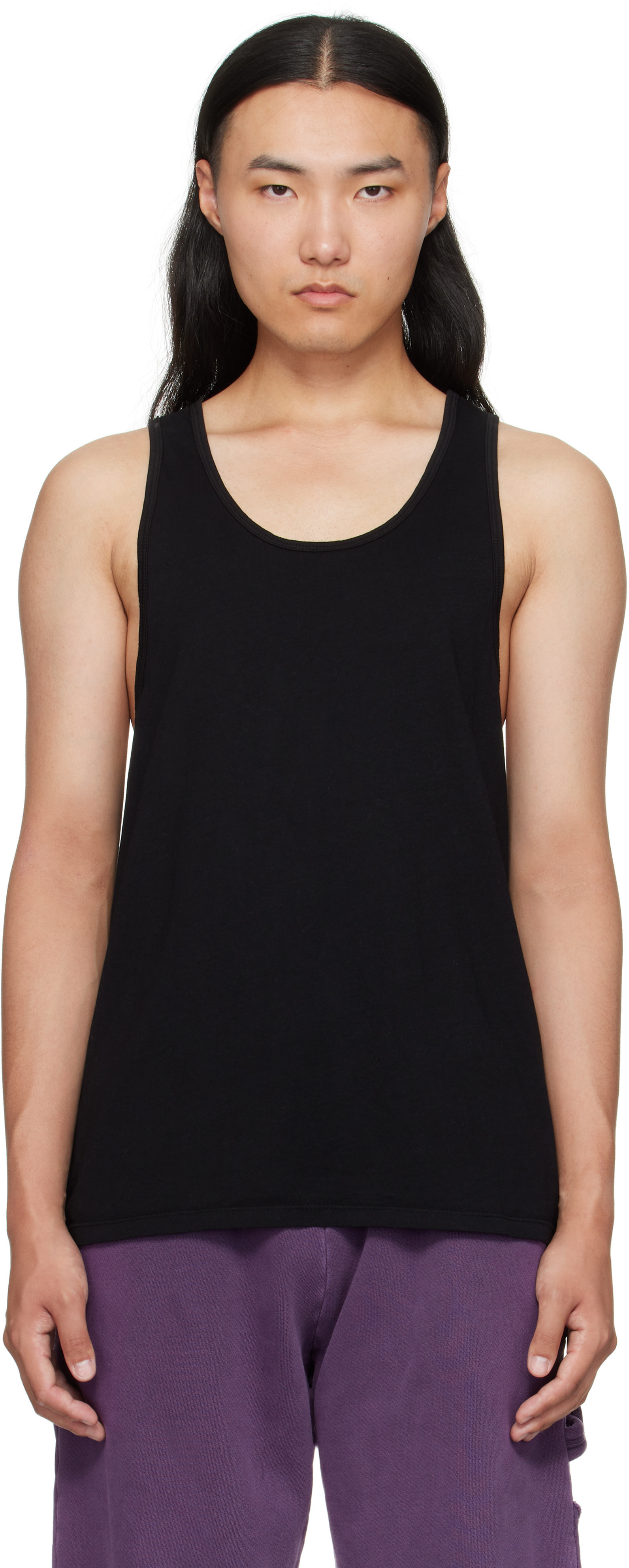 Les Tien Black Cotton Tank Top | SSENSE