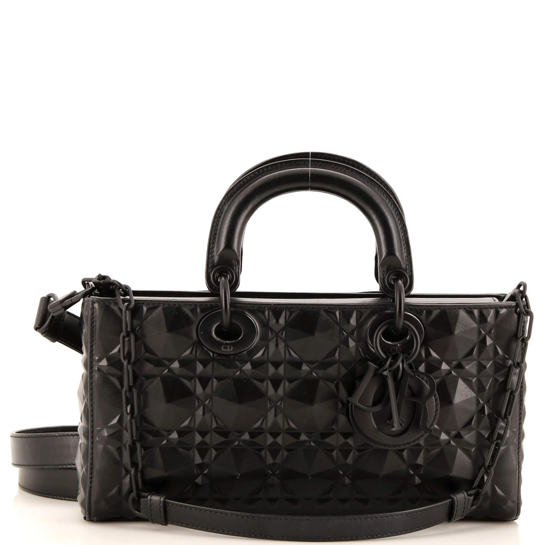 Ultra Matte Lady D-Joy Bag Diamond Motif Cannage Calfskin Medium | Shop Simon