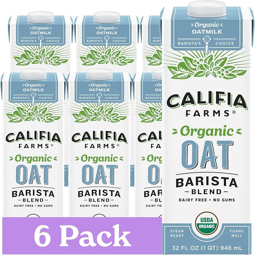 Califia Farms - Organic Oat Barista Blend, 32 oz (Pack of 6), Shelf Stable, Dairy Free, Plant Bas... | Amazon (US)