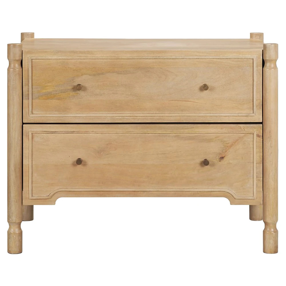 Joffrey Updated Traditional Brown Wood Wide Nightstand | Kathy Kuo Home