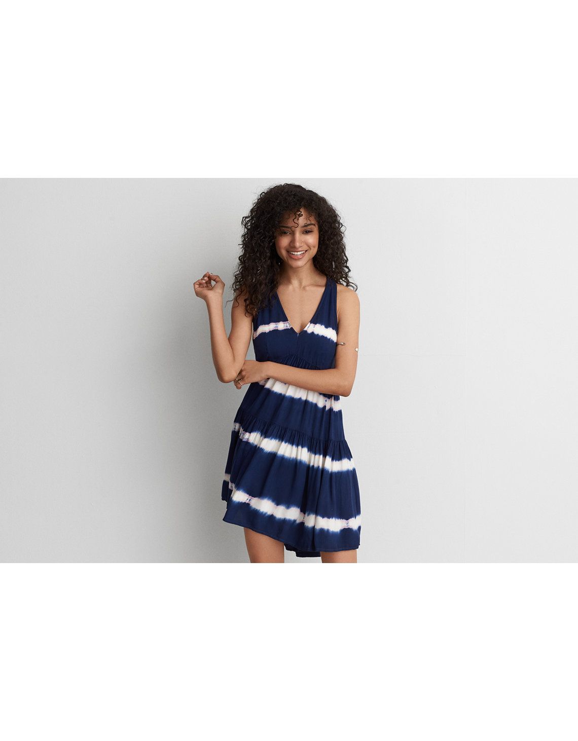 AEO Twist Back Halter Dress, Navy | American Eagle Outfitters (US & CA)