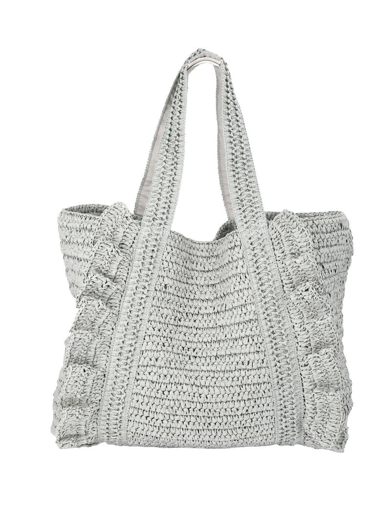 Time and Tru Women's Ruffle Tote Bag, Seaglass | Walmart (US)