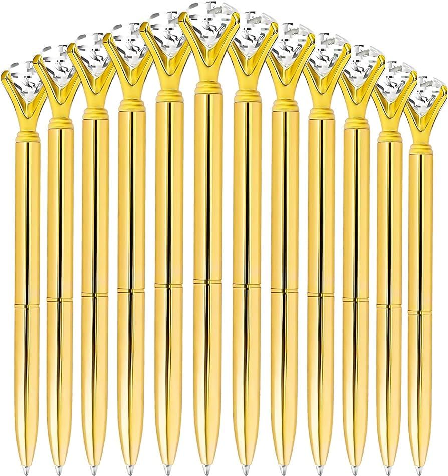 ETCBUYS Gold Pens - Diamond Pens - 12 Pack, Gold Fancy Pens for Women, Pen with Diamond on Top, R... | Amazon (US)
