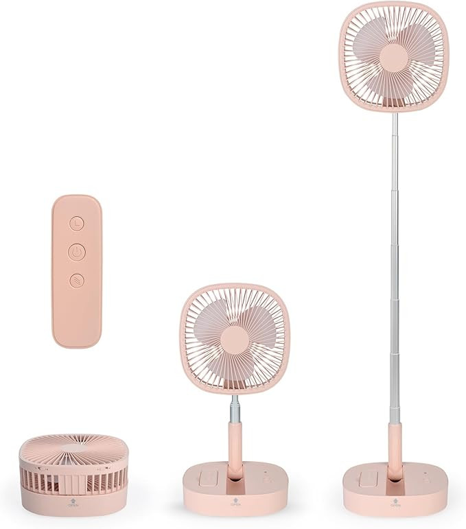 Portable Pedestal Fan - Foldaway Standing Fan Foldable Desk Fan, Use 7200Mah Rechargeable Battery... | Amazon (US)