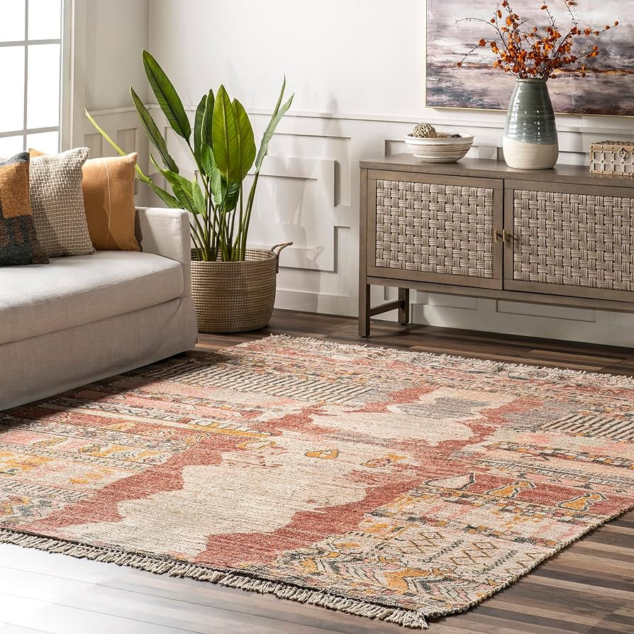 Nuloom Hermina Multicolor/Ivory, 7'6" x 9'6", Handmade, Jute, Tribal, Tasseled, Soft and Textured... | Amazon (US)