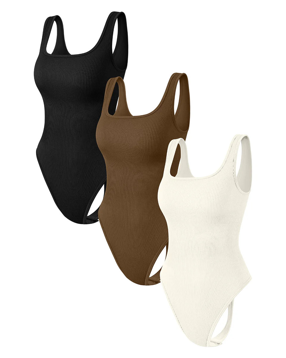 Sleeveless Square Neck Thongs Bodysuits | Oqq