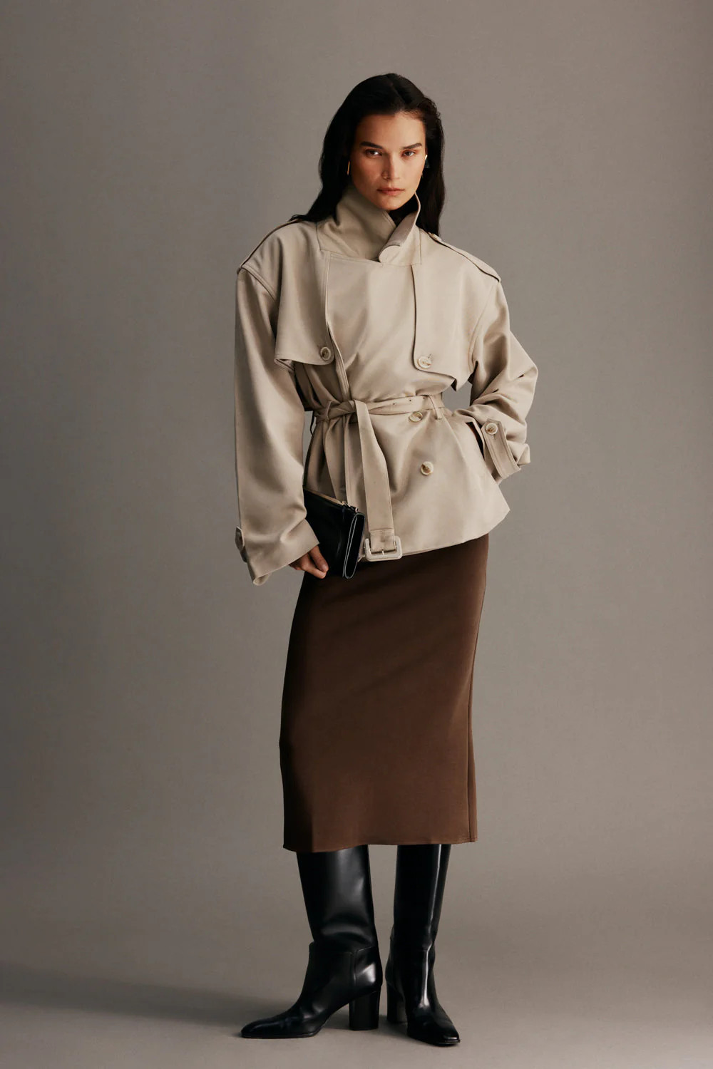 Alden Short Trench Jacket - Pebble | MESHKI US