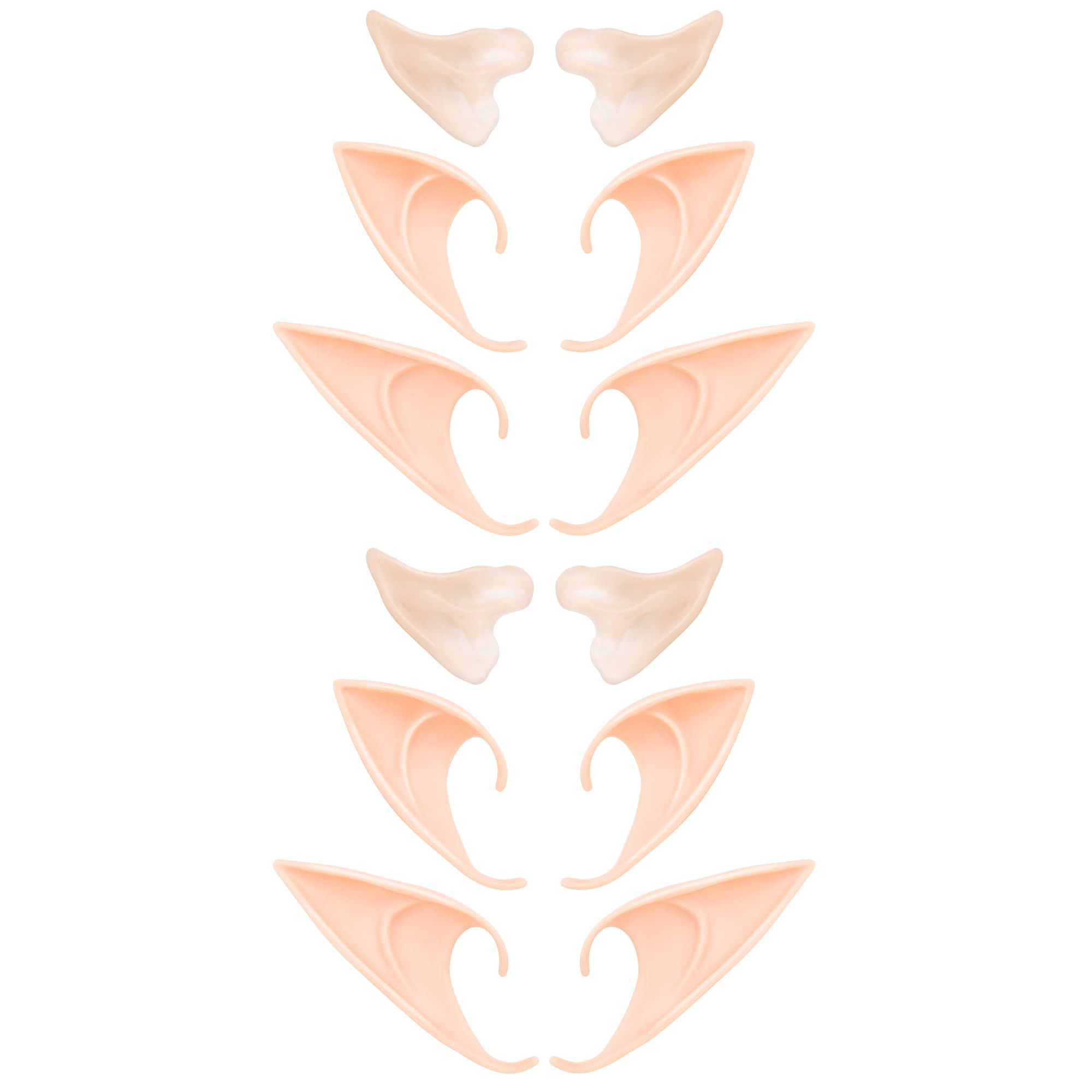 6 Pairs Elf Ears - Cosplay Fairy Pixie Fairy Ears Soft Pointed Ear Tips Anime Party Dress Up Cost... | Amazon (US)