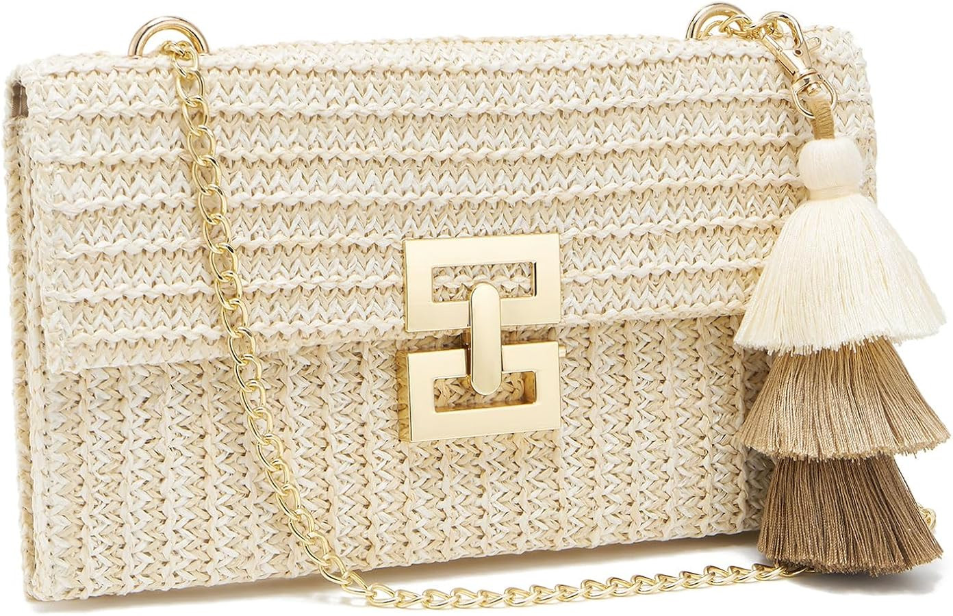 Small Straw Purse for Women Summer Clutch Purses Beach Woven Envelope Bag Raffia Shoulder,Straw C... | Amazon (US)