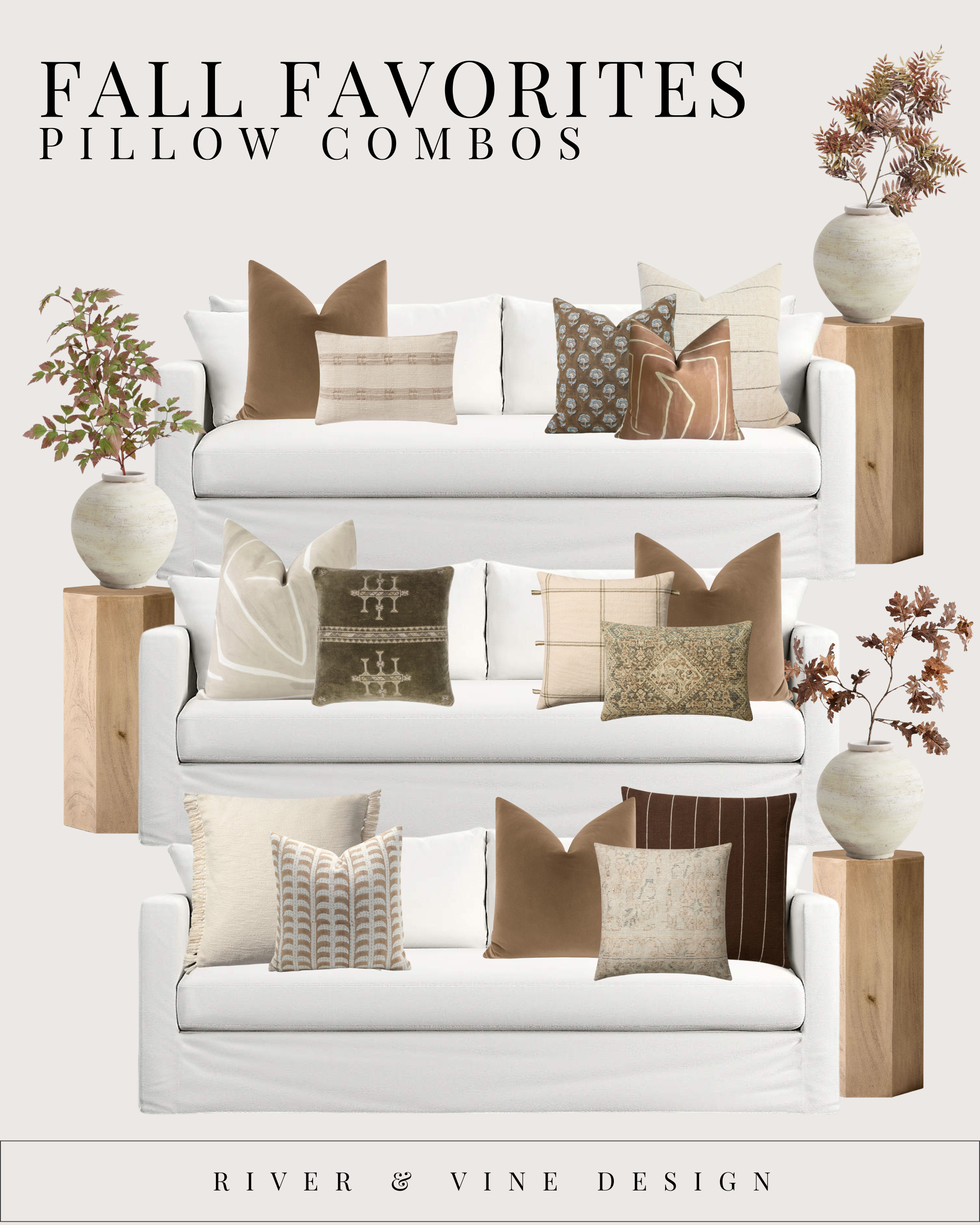 FALL FAVORITES: Pillow Combos 🍂🤎
If your living room is feeling a little “blah,” don’t replace furniture — switch the pillows. These ready-to-copy combos use warm browns, earthy patterns, and textured neutrals that instantly make a space feel styled and cozy.

I linked:
✨ Each pillow cover
✨ Every insert (feather / down alternative)
✨ The exact faux branches + ceramic vase styling

Swipe through the options → pick your favorite combo → copy the arrangement. 

 

#LTKHome #LTKHoliday
