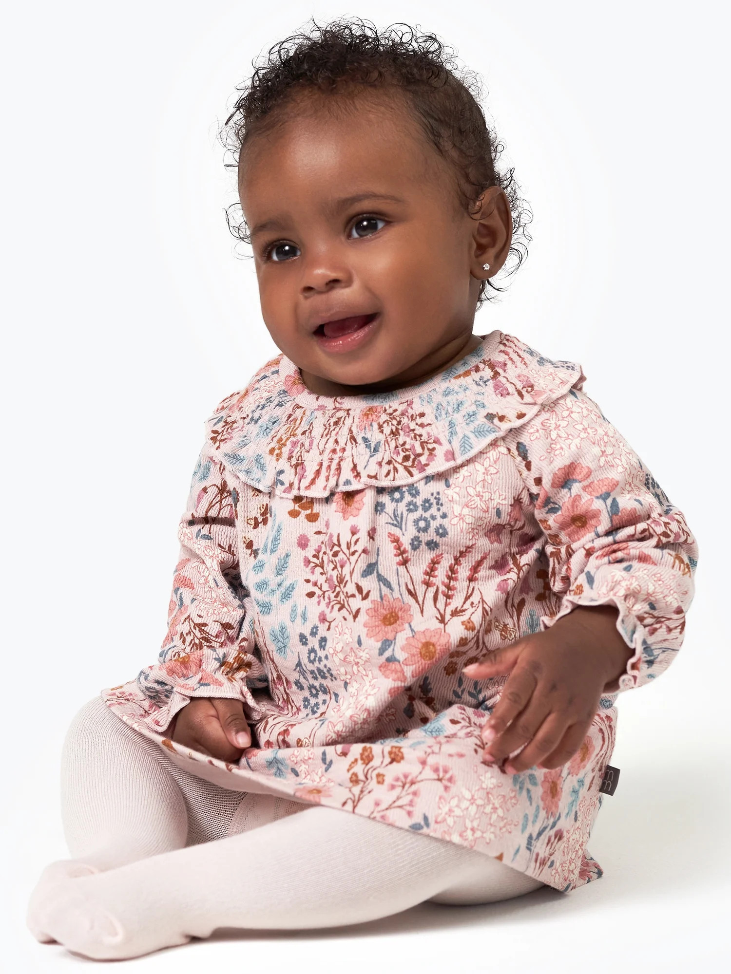Modern Moments by Gerber Baby Girl Smocked Dress and Tights, 2-Piece Set, Sizes 0/3 Months - 24 M... | Walmart (US)
