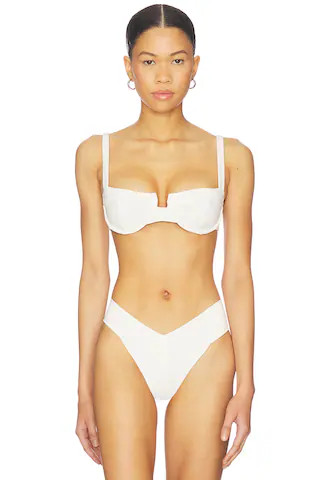 Jolene Reversible Bikini Top in Sandstone & Vanilla | Revolve Clothing (Global)