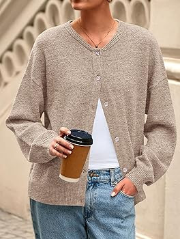 PRETTYGARDEN Fall Long Sleeve Cardigans for Women Trendy 2025 Lightweight Button Down Crewneck Lo... | Amazon (US)