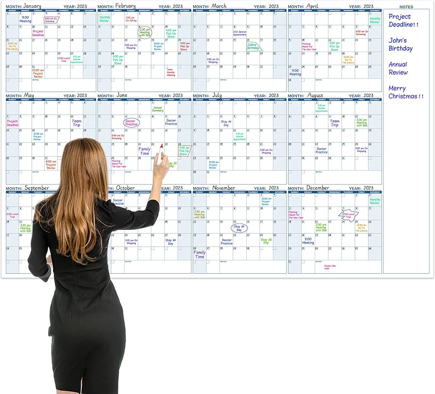 Large Dry Erase Calendar for Wall – Yearly Wall Calendar Dry Erase, 37" x 57.9", 12-Month Undat... | Amazon (US)