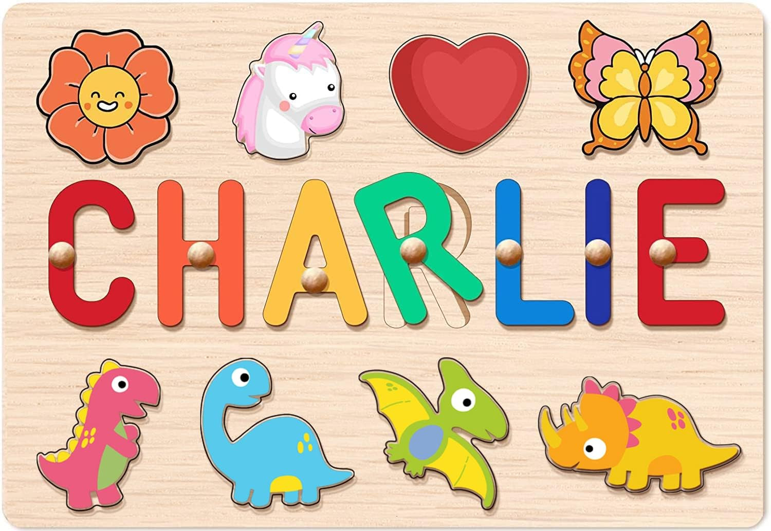 BeneCharm Name Puzzle for Kids Personalized Baby Gifts with Engraved Text on Back, 1st Birthday G... | Amazon (US)