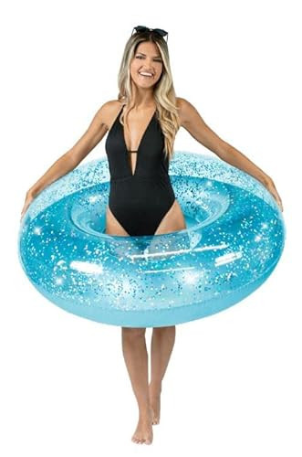 Poolcandy Inflatable Pool Tube Aqua Color Glitter, Large Pool Float for The Beach, Lakes or Any Swimming Pool | Amazon (US)