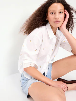 Cropped Button-Down Shirt | Old Navy (US)