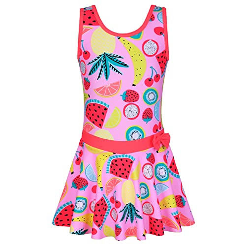 Girls Swimsuit One Piece UPF 50+ Floral Skirted Bathing Suit Modest Beach Swim Dress 3-11 Years | Amazon (US)