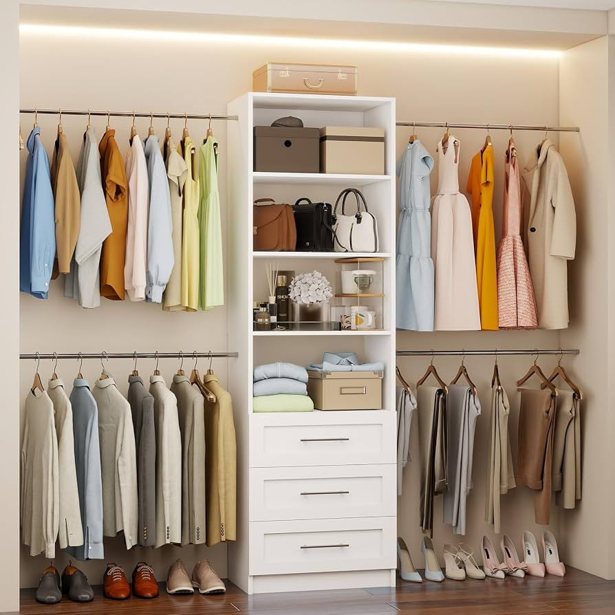 Fastgo Closet System with Drawers, 5-9FT Closet Organizer System with 4 Expandable Rods & Adjusta... | Amazon (US)