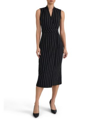 Kasper Women's Wrap-Front Sleeveless Midi Dress - Black/white | Macy's