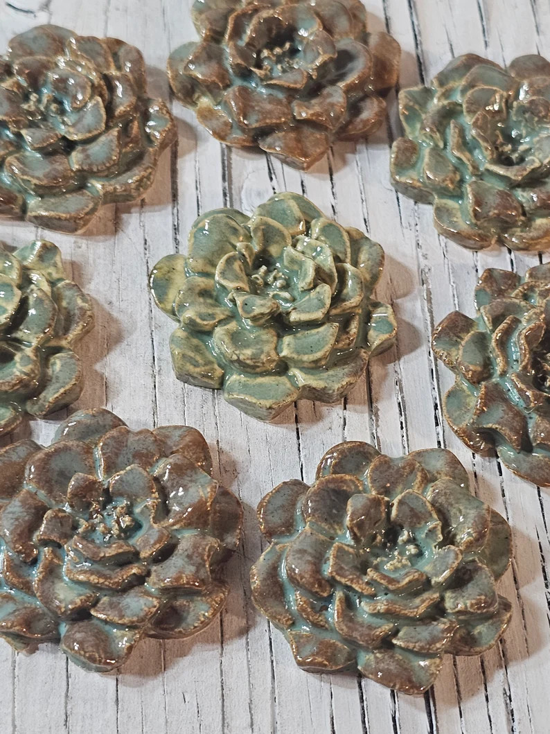 Succulent Plant Flowers Mosaic Tiles Set 8 Pieces - Etsy | Etsy (Global)