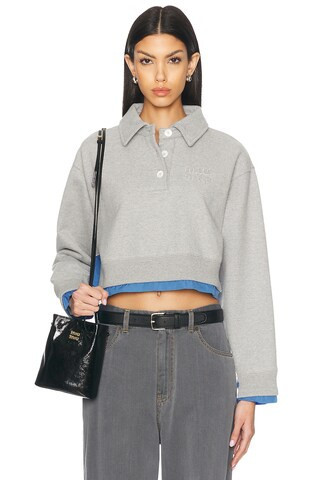 Miu Miu Polo Sweatshirt in Grey | FWRD 